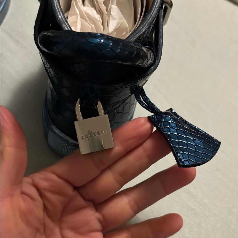Buscemi Navy Python-Embossed Sneakers - Picture 5 of 9